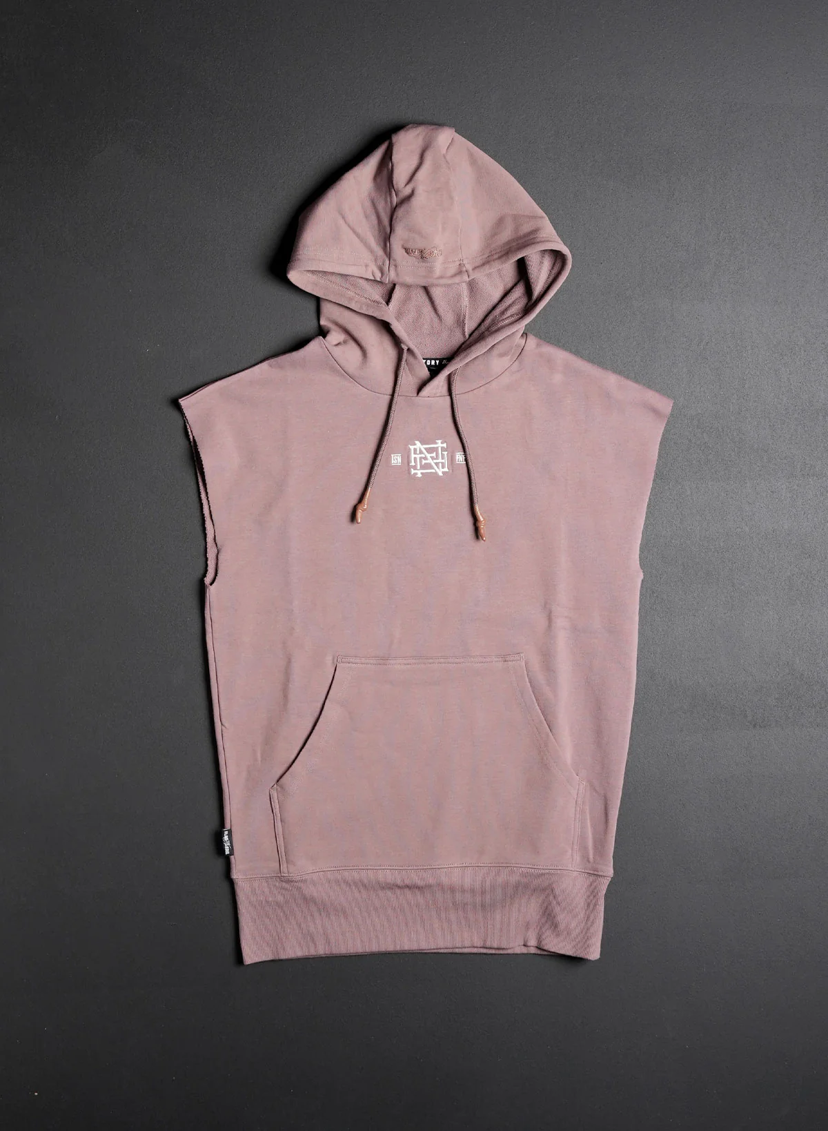 EMB SLEEVELESS HOODIE - EARTH