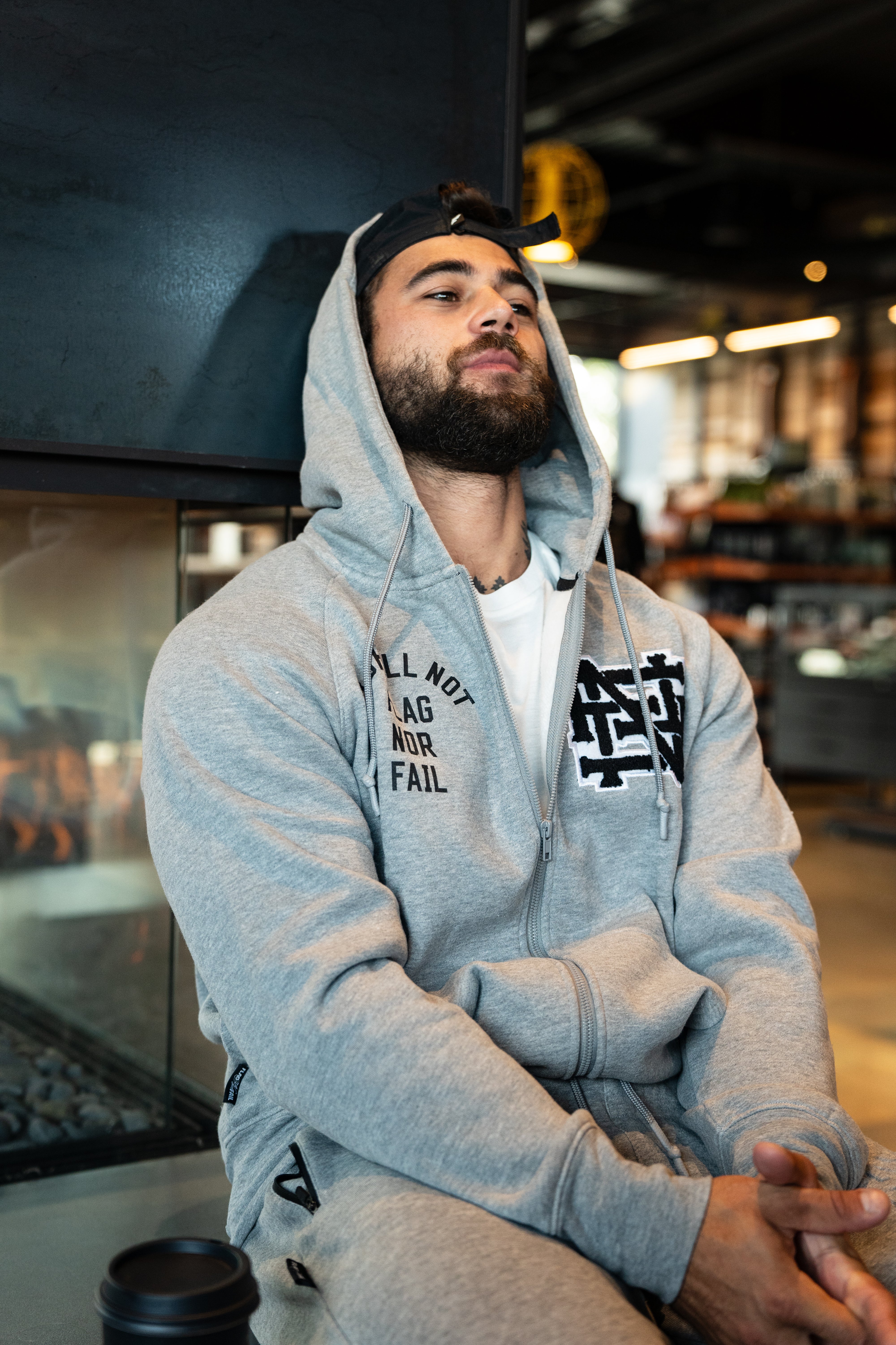 VARSITY PATCH ZIP UP - GREY - Image 5