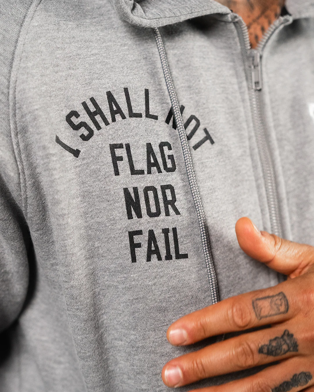 VARSITY PATCH ZIP UP - GREY - Image 6