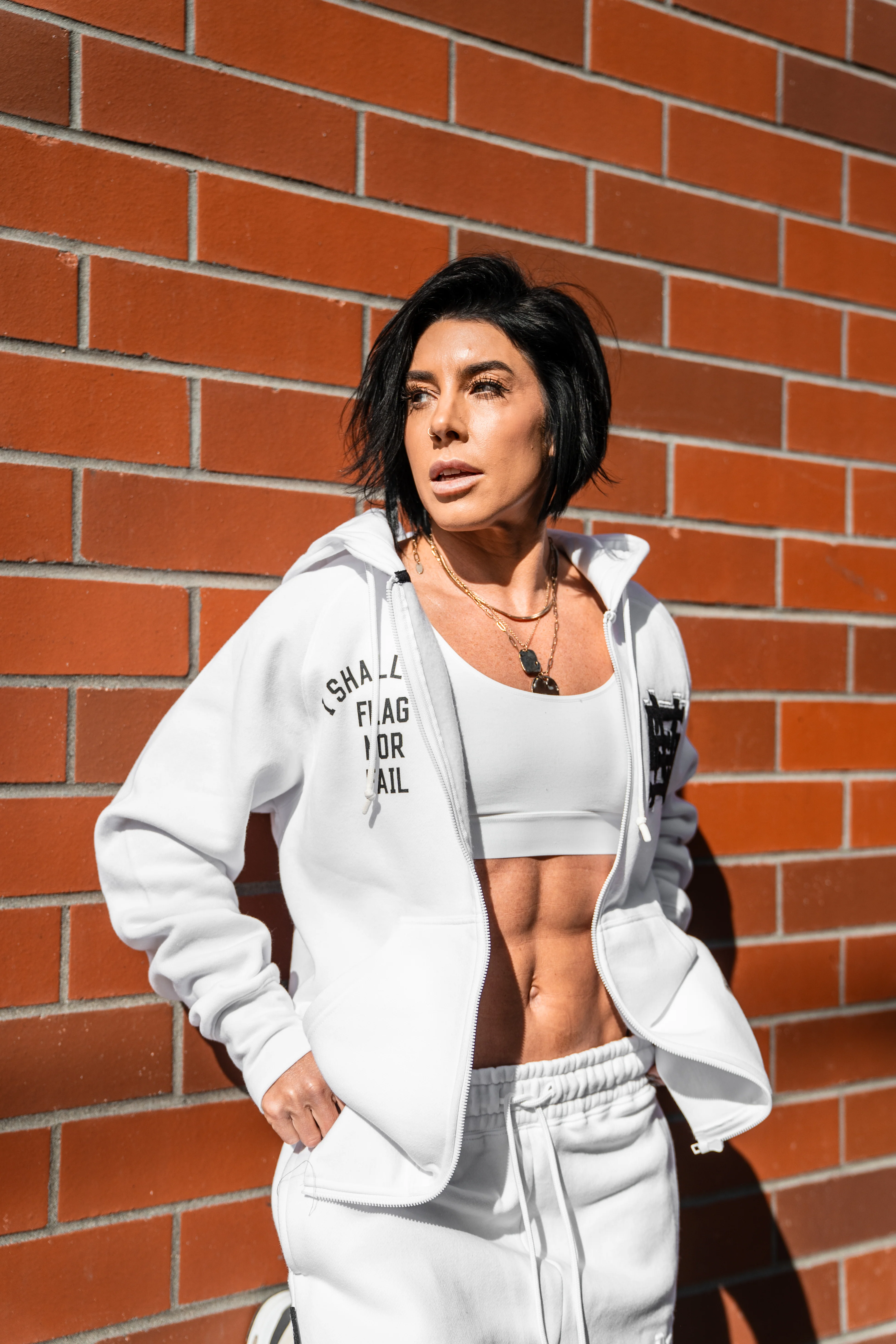 VARSITY PATCH ZIP UP - WHITE - Image 2