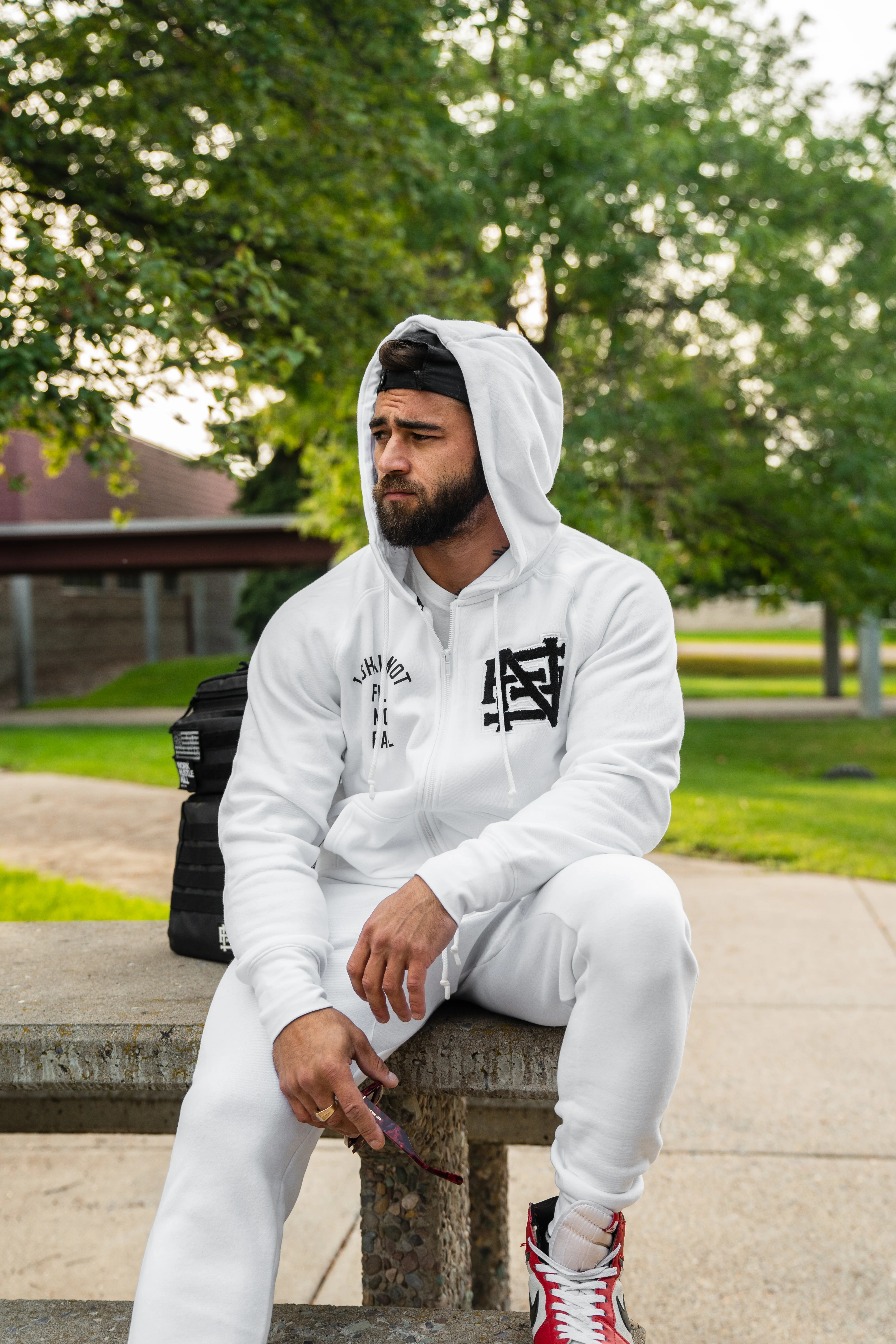 VARSITY PATCH ZIP UP - WHITE - Image 6
