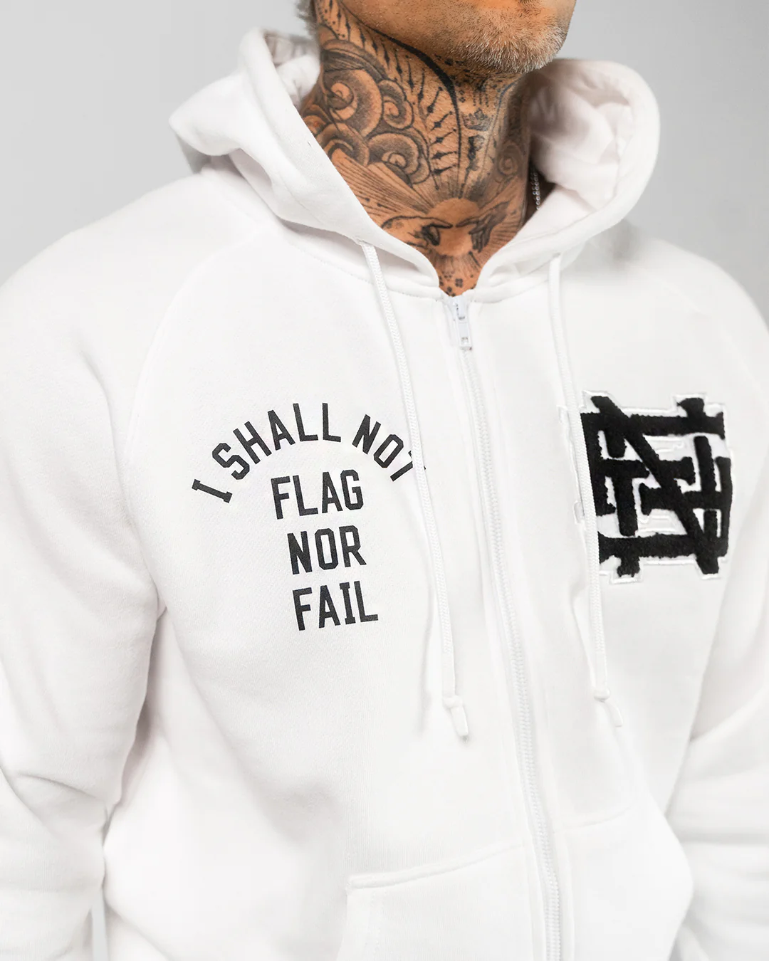 VARSITY PATCH ZIP UP - WHITE - Image 9