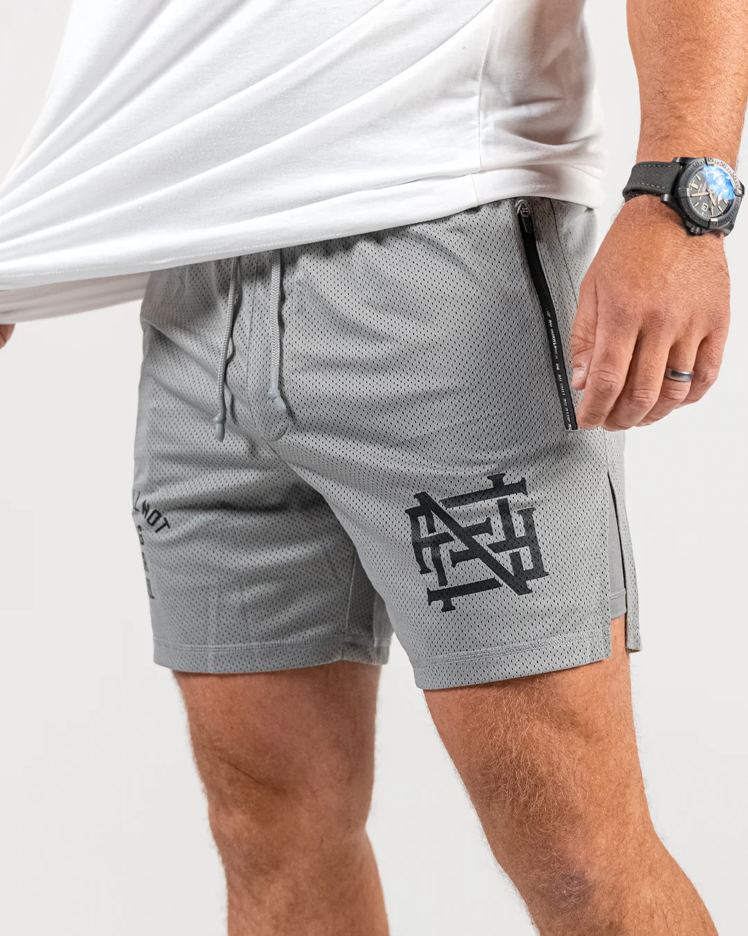 MENS MOMENTUM MESH SHORTS - GREY - Image 5