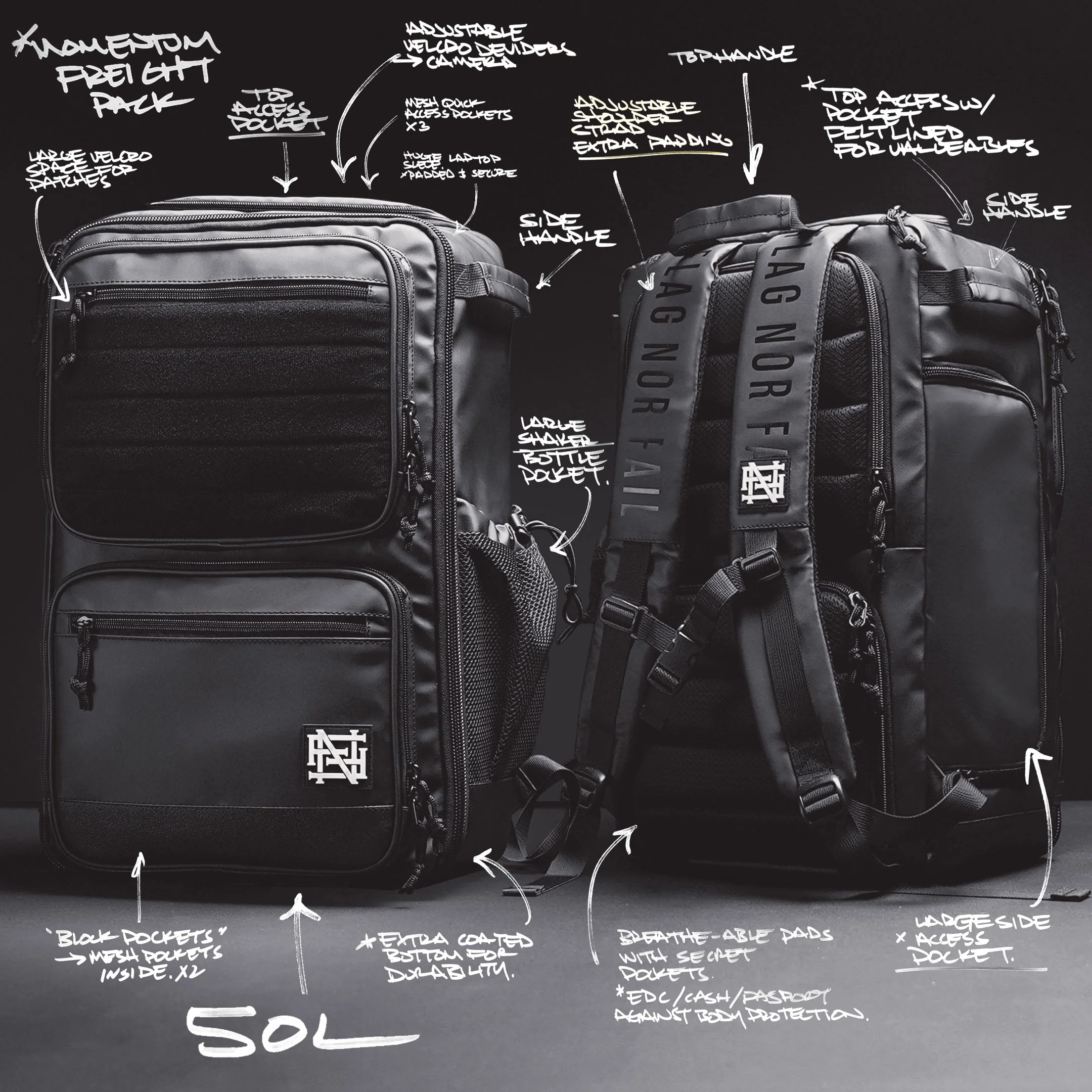 MOMENTUM FREIGHT PACK 50L - BLACK - Image 3