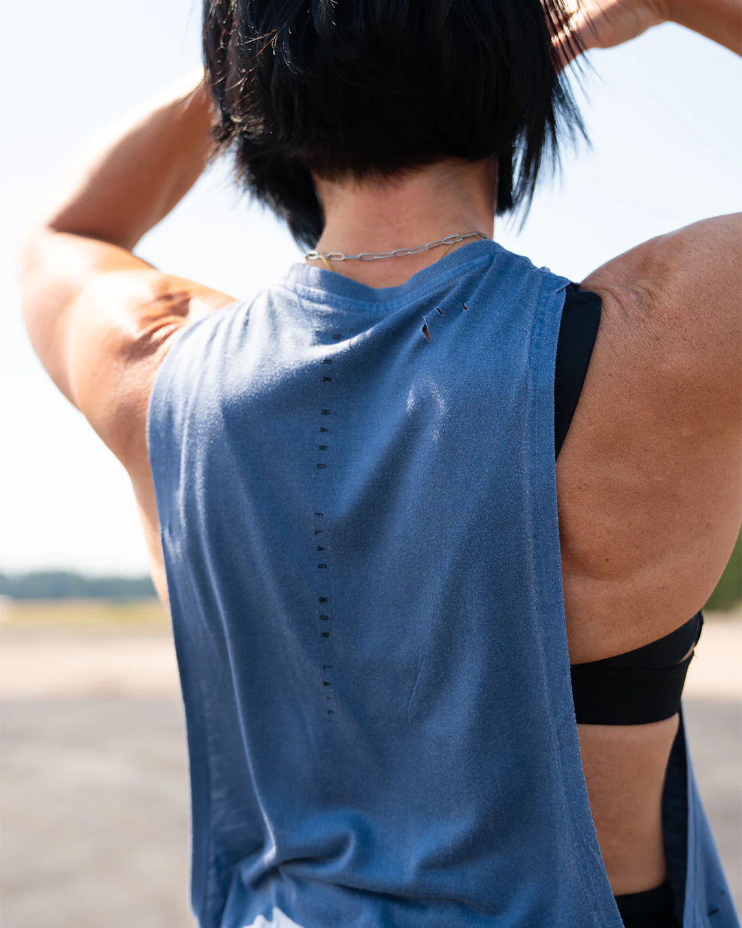 MOTO DISTRESSED BRO TANK - BLUE - Image 5