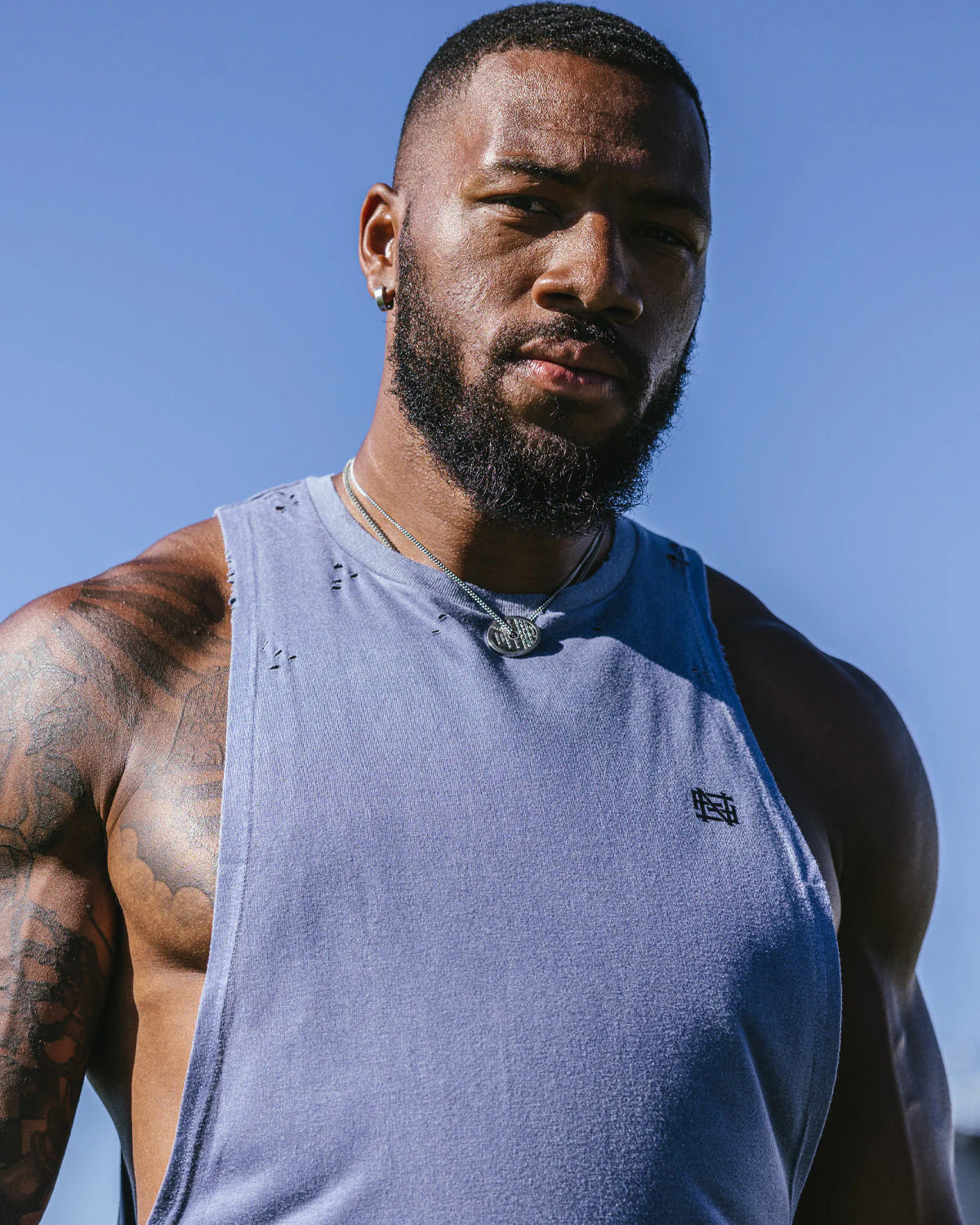 MOTO DISTRESSED BRO TANK - BLUE - Image 9