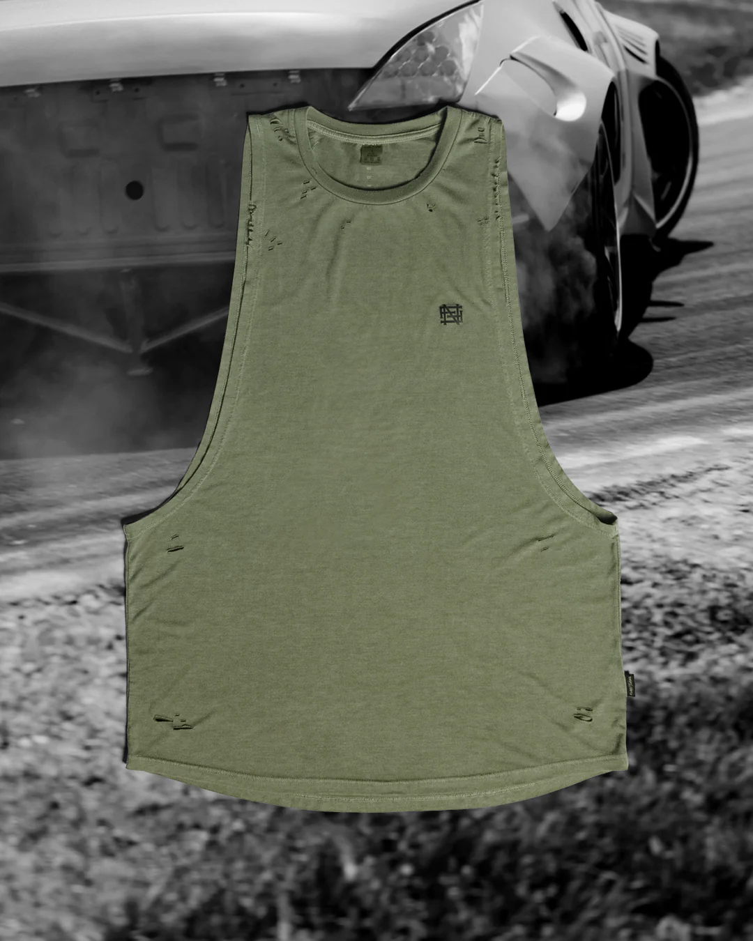MOTO DISTRESSED BRO TANK - OLIVE - Image 4