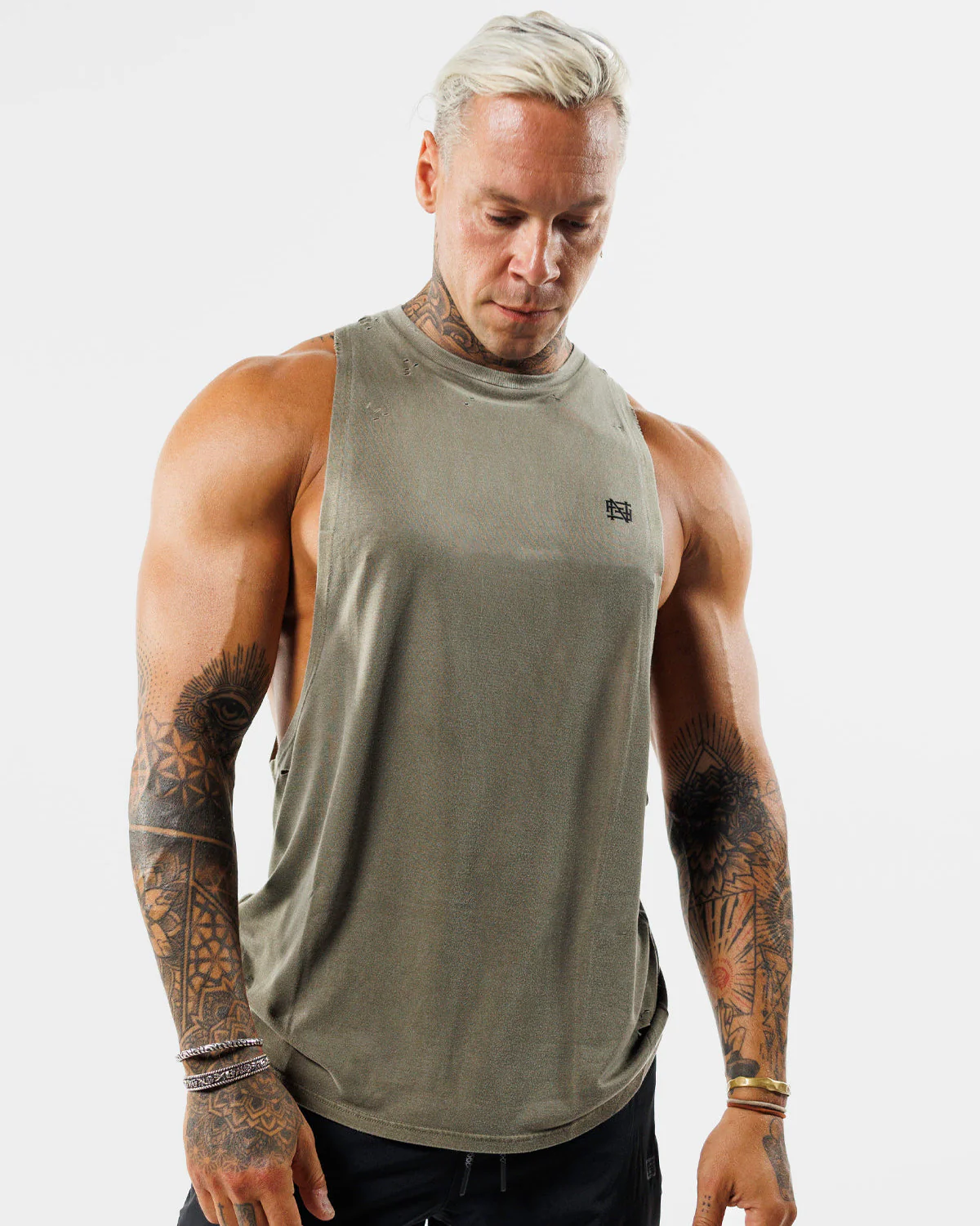 MOTO DISTRESSED BRO TANK - OLIVE - Image 8