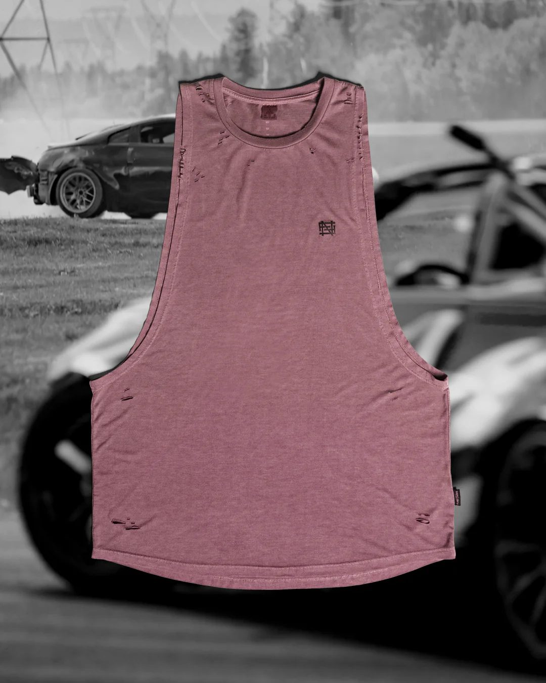 MOTO DISTRESSED BRO TANK - RED - Image 3