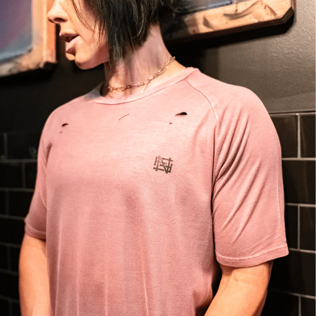 MOTO DISTRESSED TEE - MAROON - Image 4