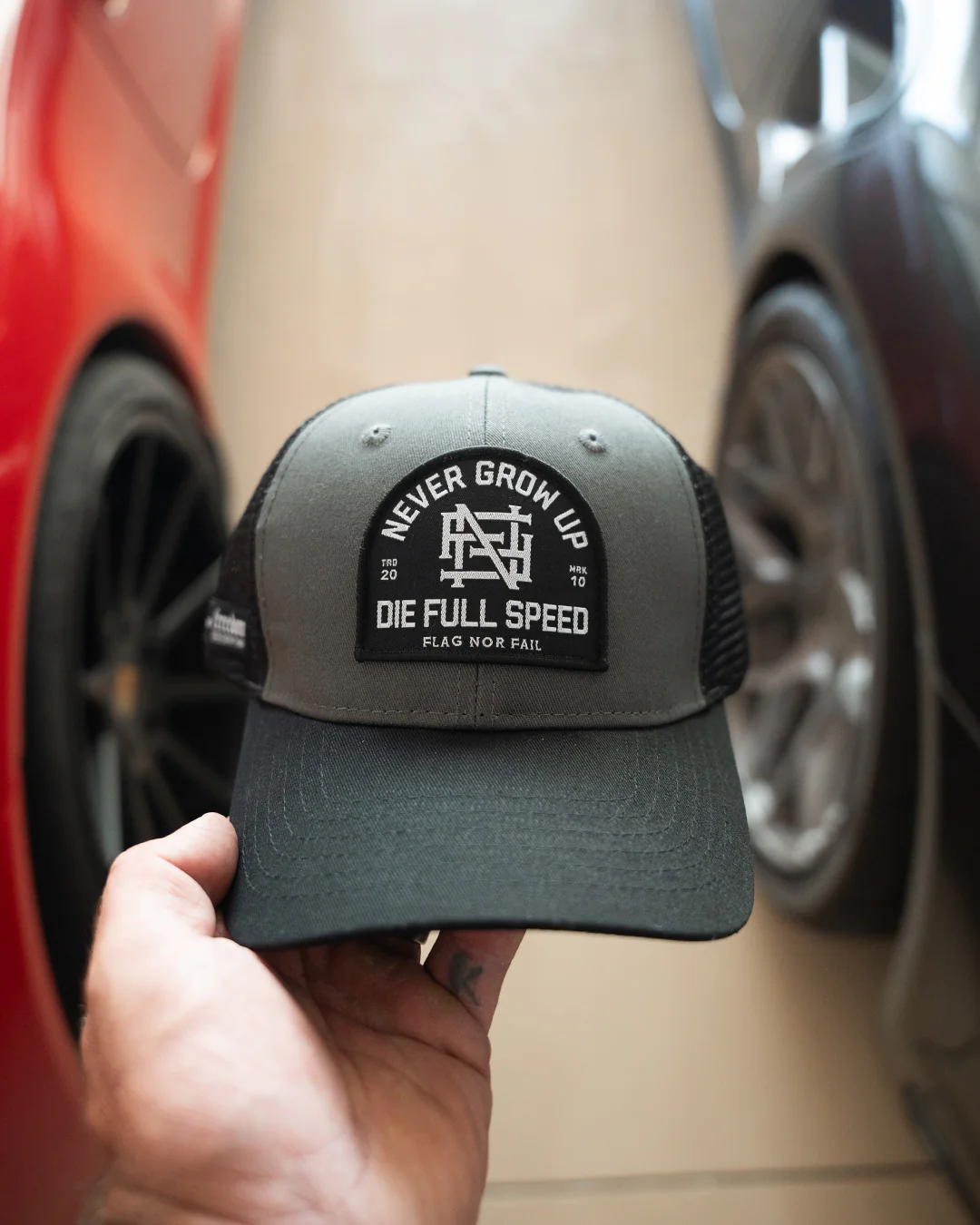 NEVER GROW UP TRUCKER HAT - BLACK - Image 2