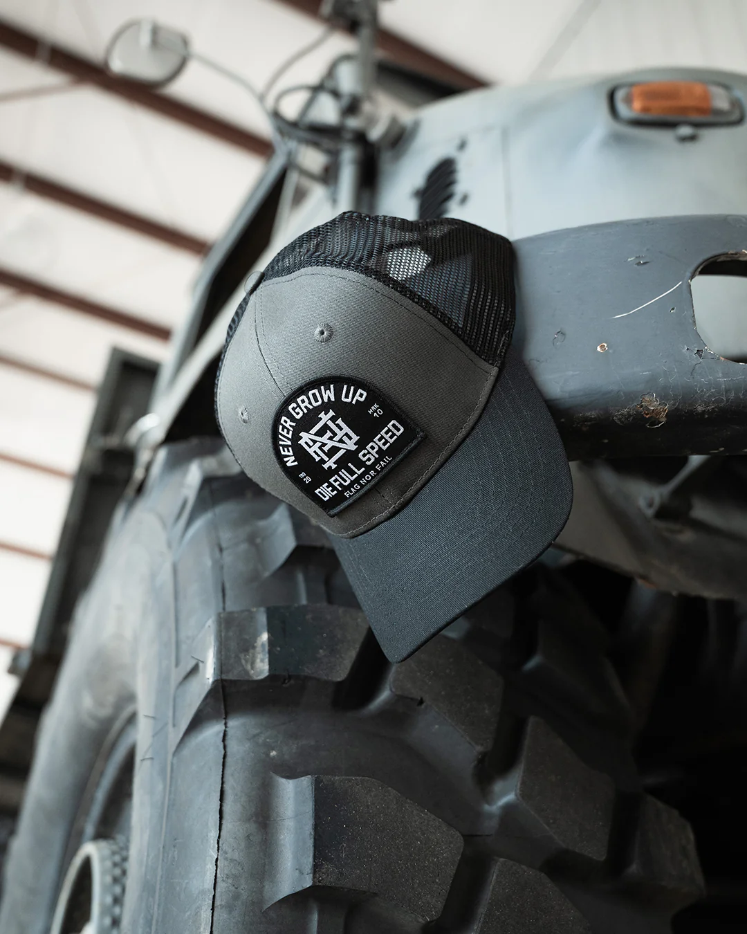 NEVER GROW UP TRUCKER HAT - BLACK - Image 3