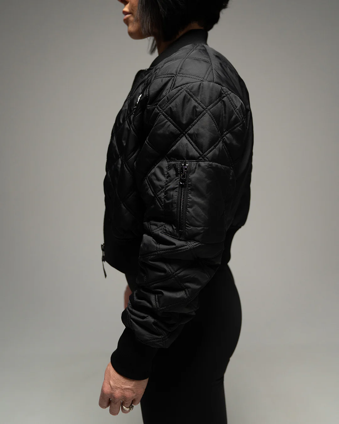 WOMEN'S BOMBER JACKET - BLACK - Image 6