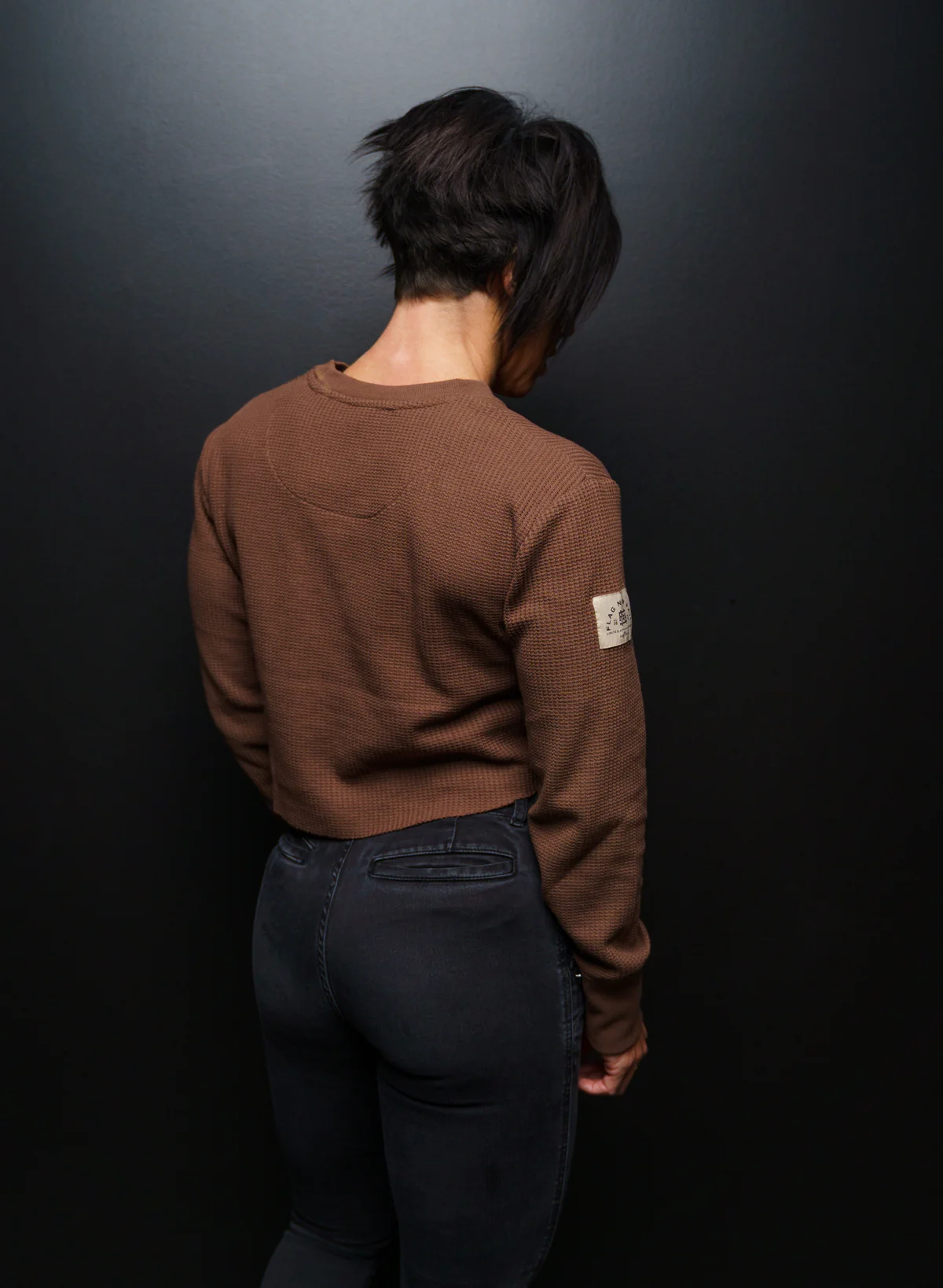 WOMEN'S FOREVER WAFFLE KNIT CROP - COCOA - Image 5