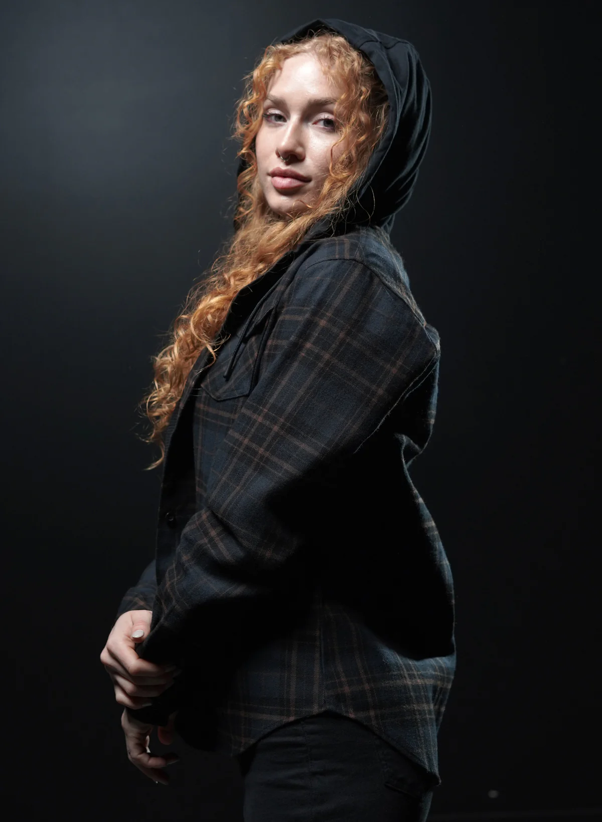 WOMEN'S HOODED FOREVER FLANNEL - NAVY - Image 3