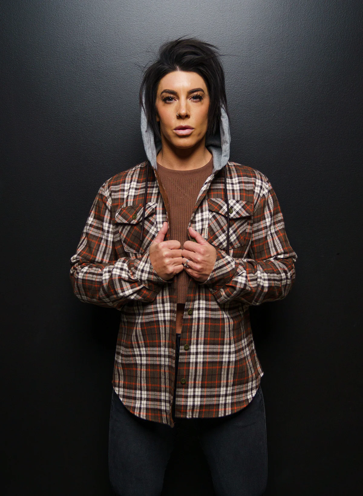 WOMEN'S HOODED FOREVER FLANNEL - ORANGE - Image 5