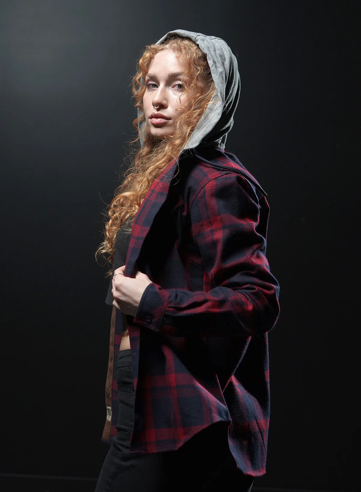 WOMEN'S HOODED FOREVER FLANNEL - RED - Image 3