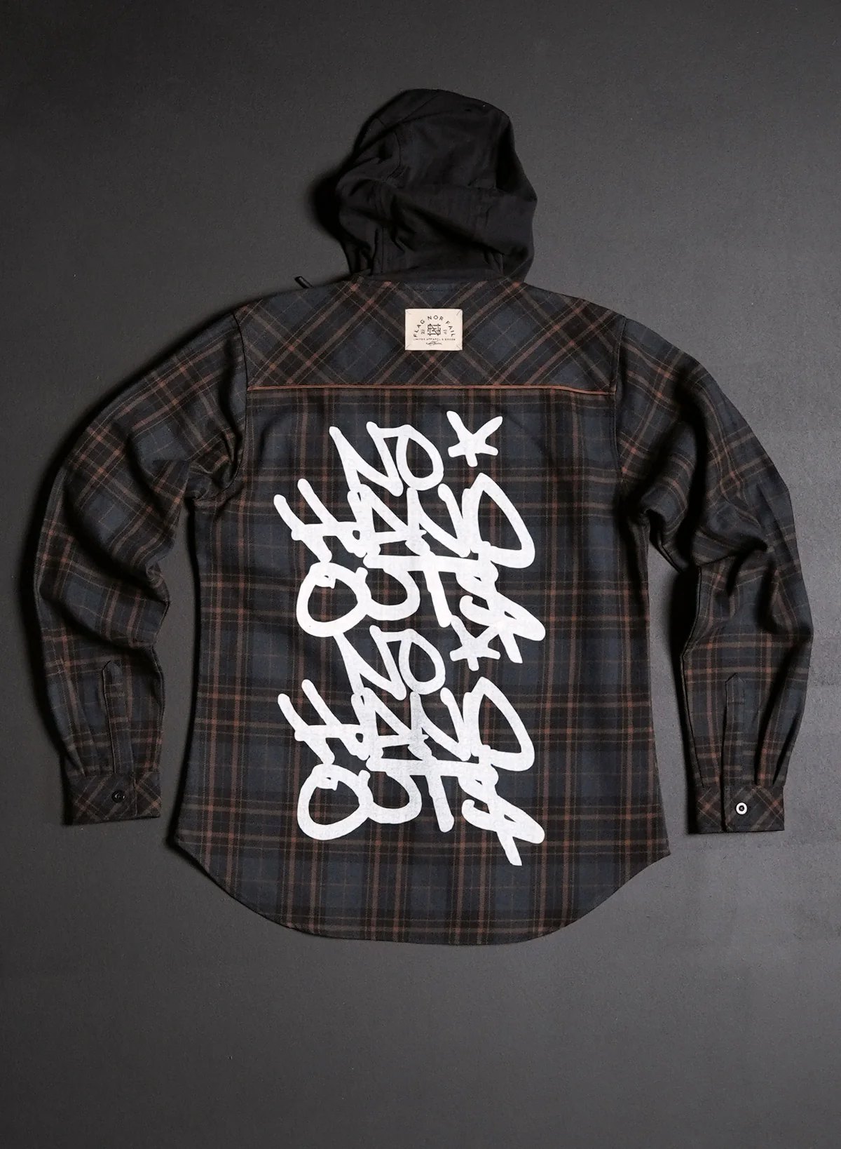 WOMEN'S HOODED NO HANDOUTS X FOREVER FLANNEL - NAVY - Image 4