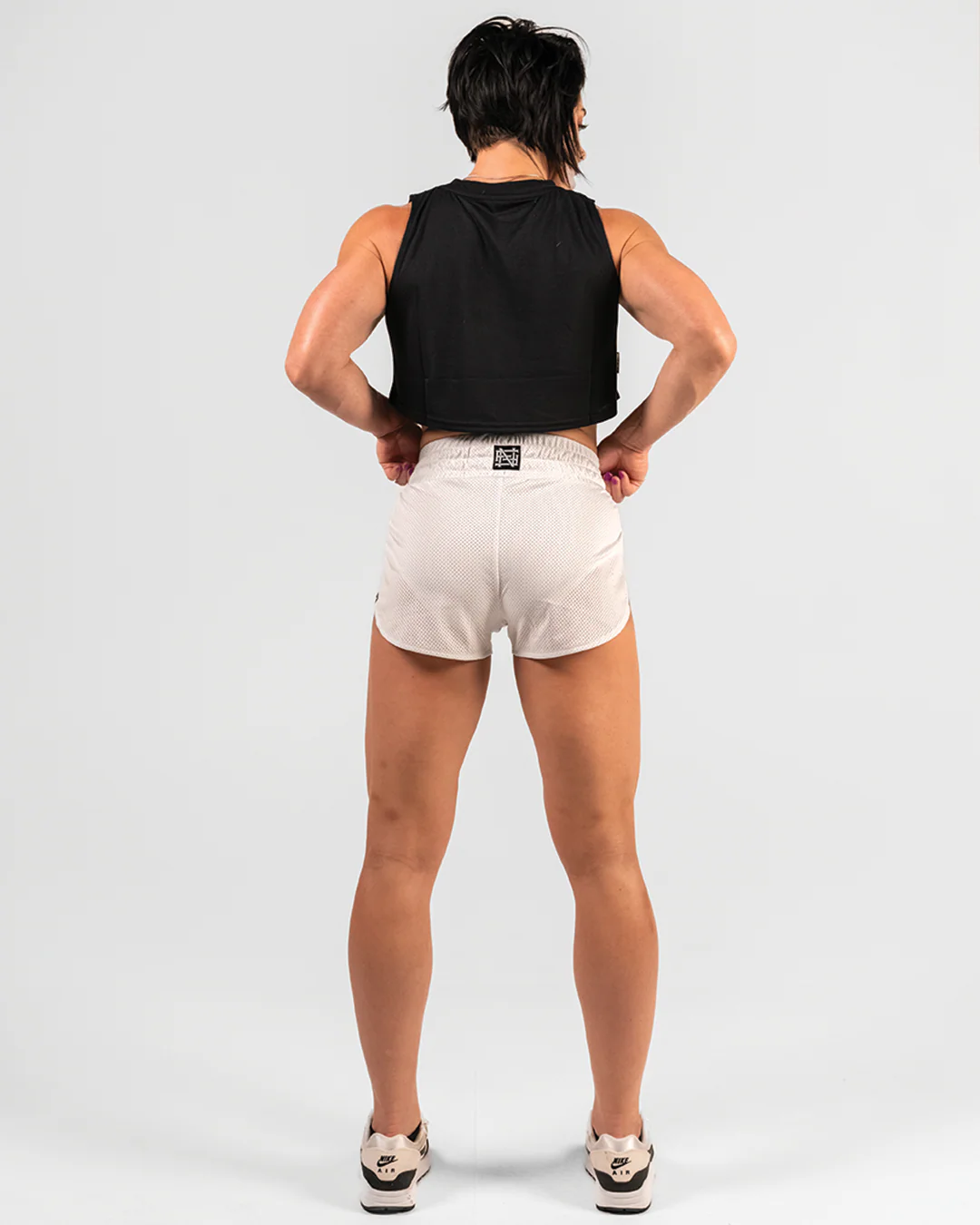 WOMENS MOMENTUM MESH SHORTS - WHITE - Image 6