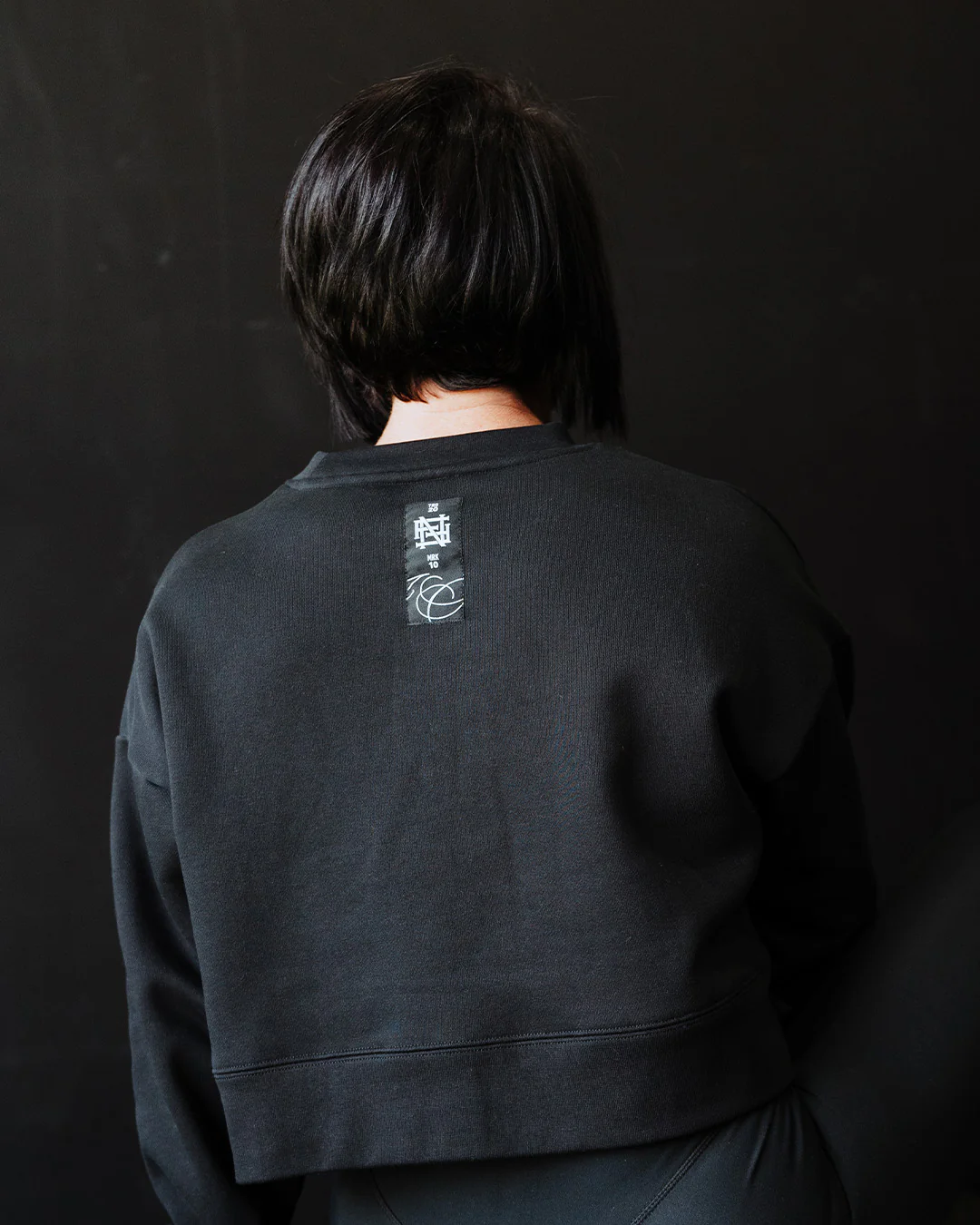WOMENS OVERSIZED CROP CREWNECK - BLACK - Image 12