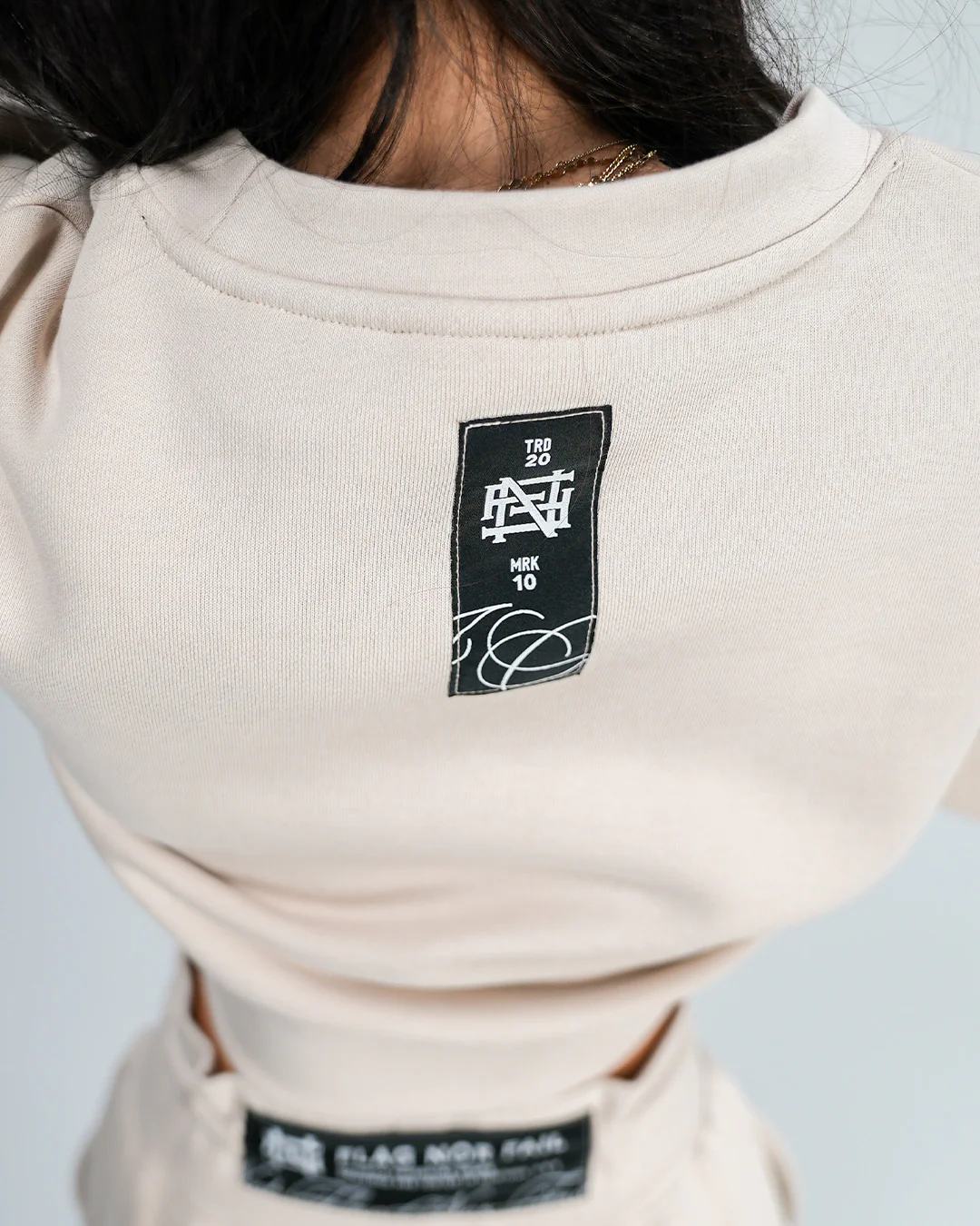 WOMENS OVERSIZED CROP CREWNECK - TAN - Image 9