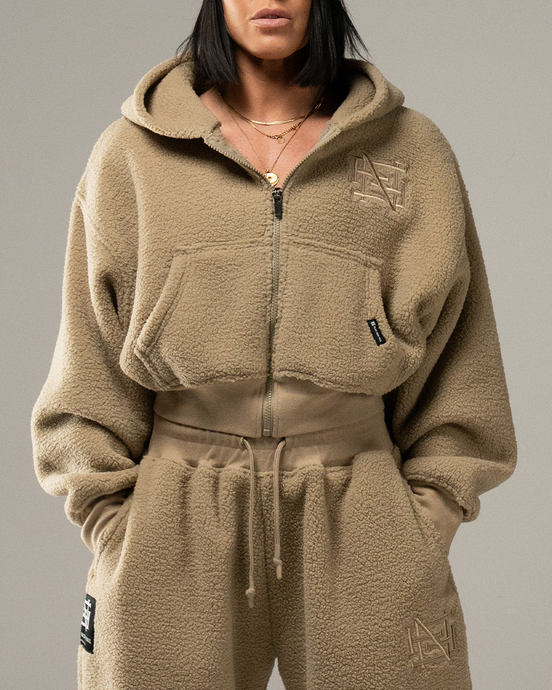 WOMENS OVERSIZED CROP HOODIE - SHERPA - Image 6