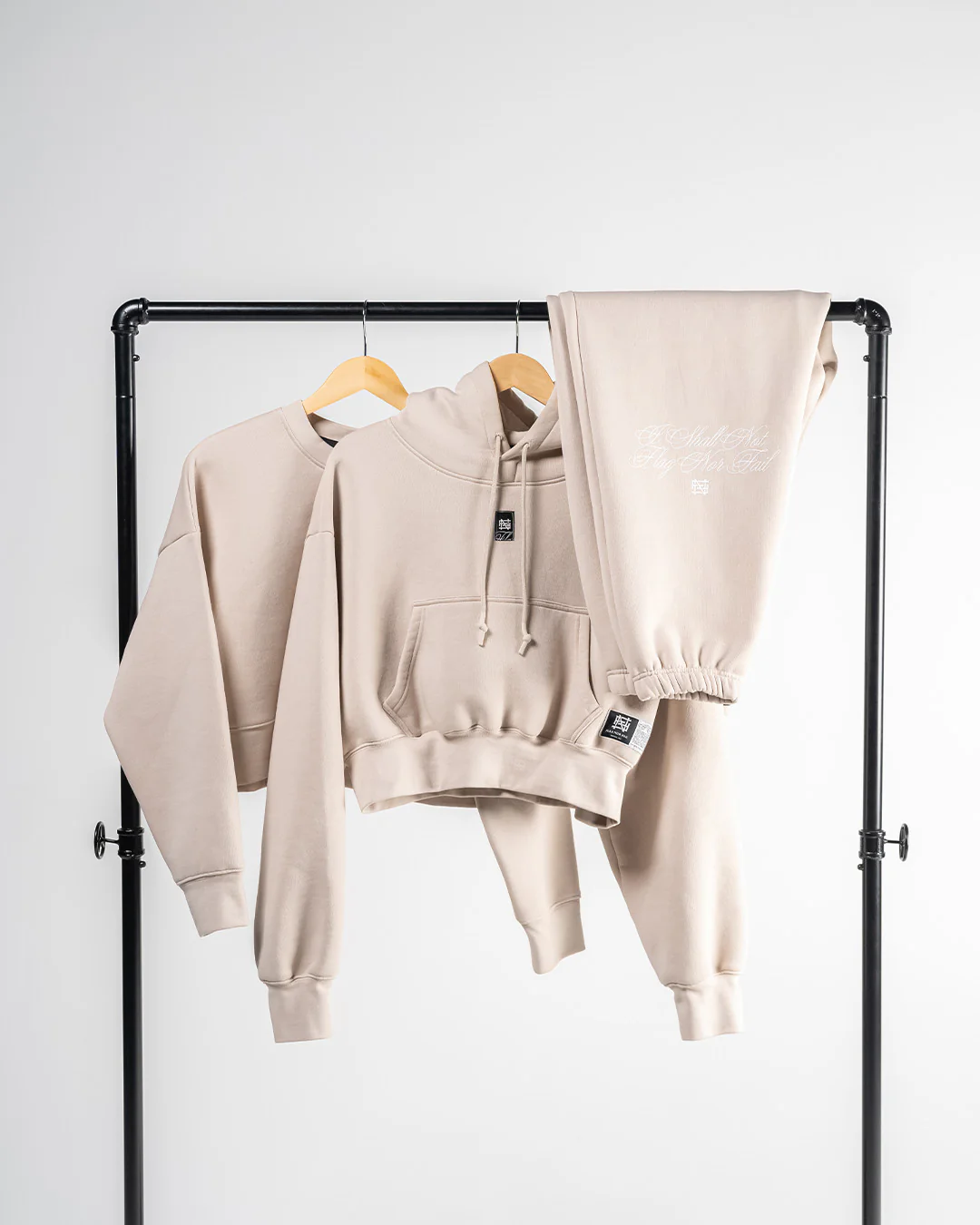 WOMENS OVERSIZED CROP HOODIE - TAN - Image 13