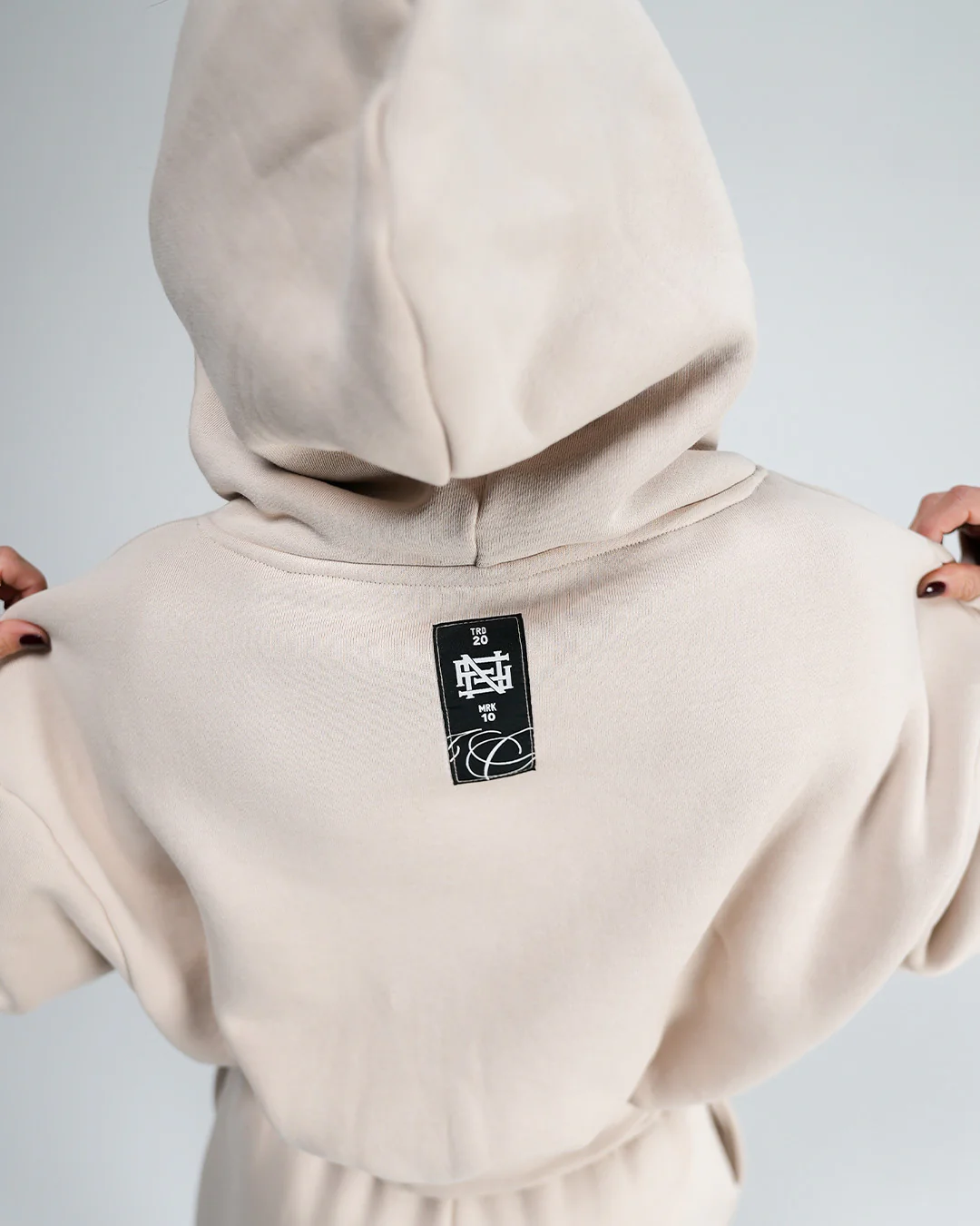 WOMENS OVERSIZED CROP HOODIE - TAN - Image 8