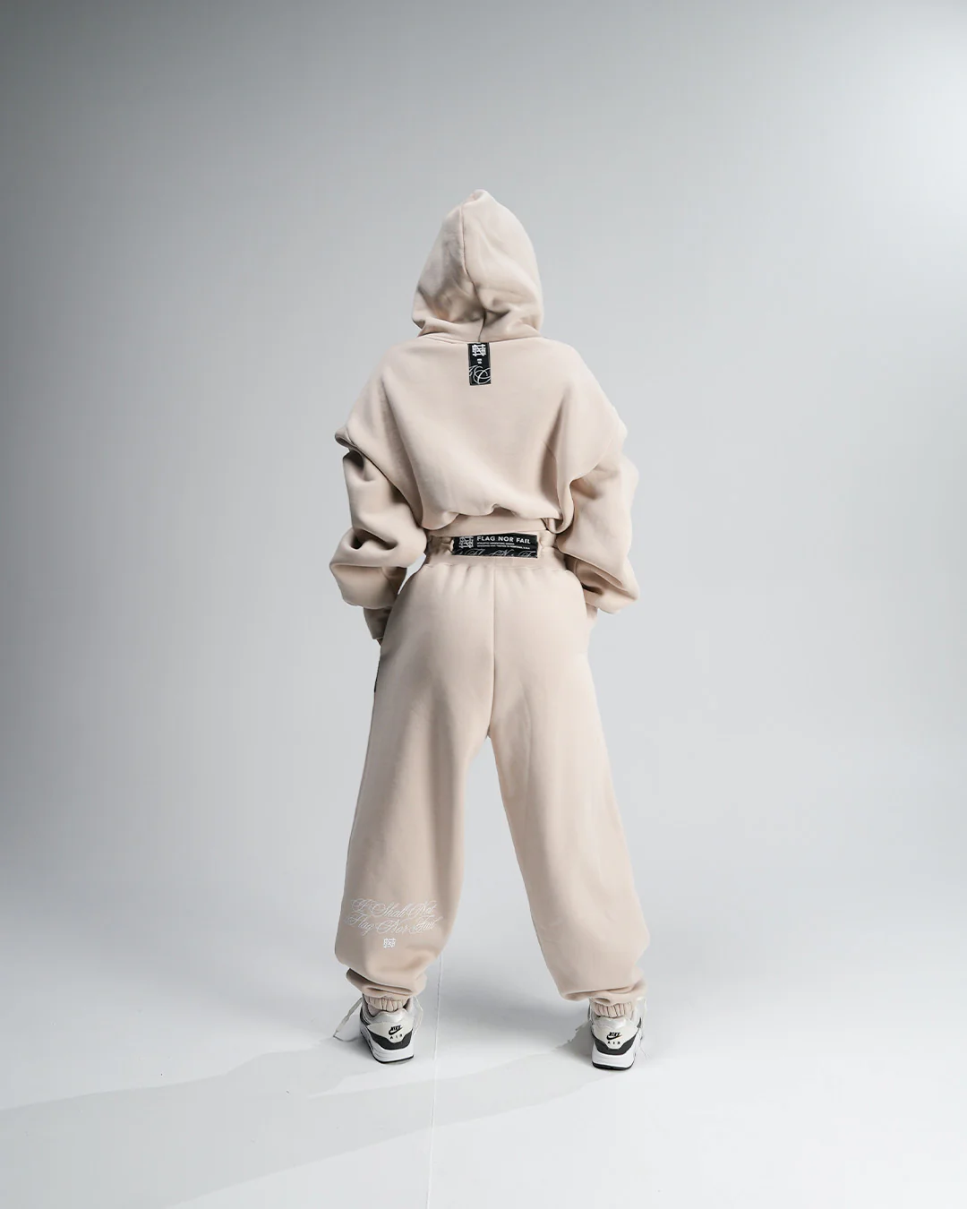 WOMENS OVERSIZED CROP HOODIE - TAN - Image 9