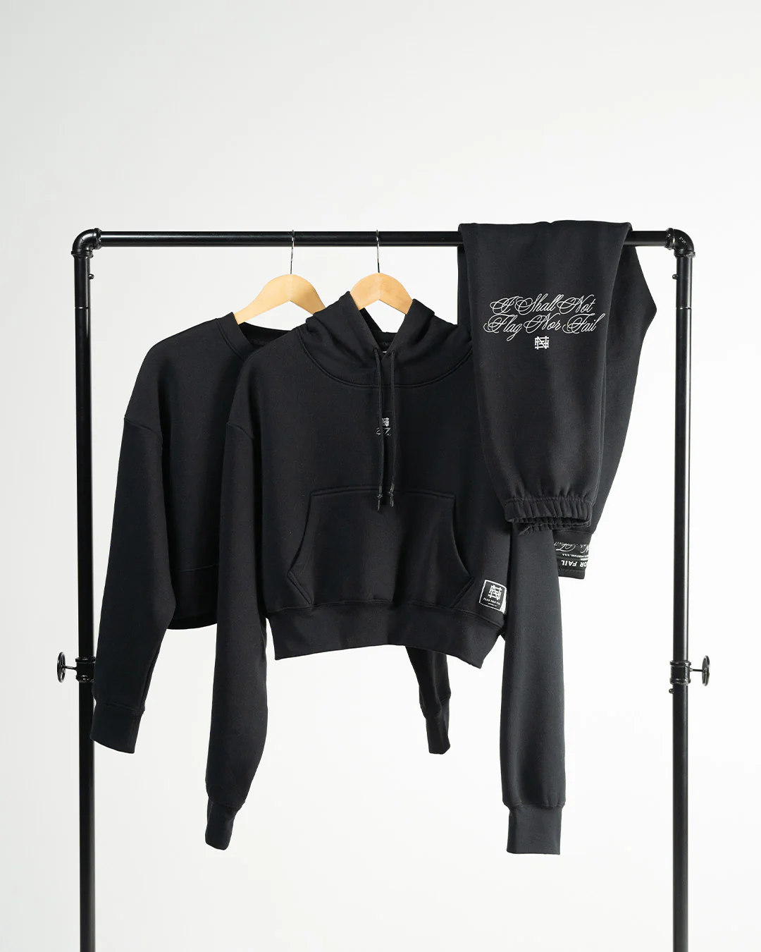 WOMENS OVERSIZED CROP HOODIE - BLACK - Image 14