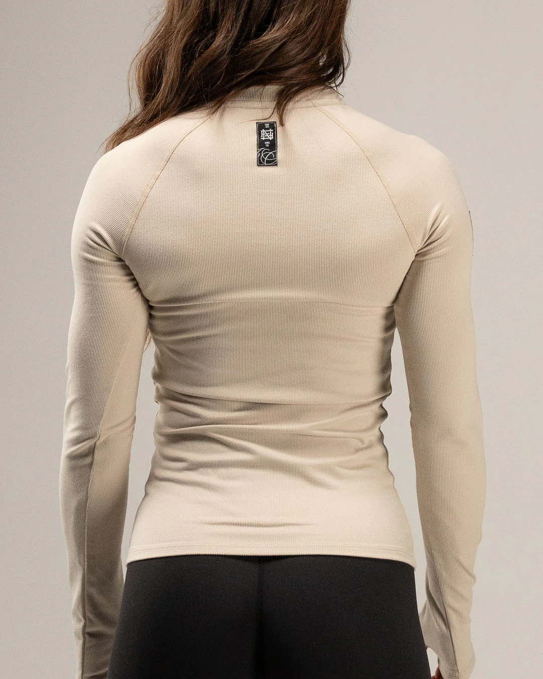 WOMENS RIBBED HENLEY - TAN - Image 2