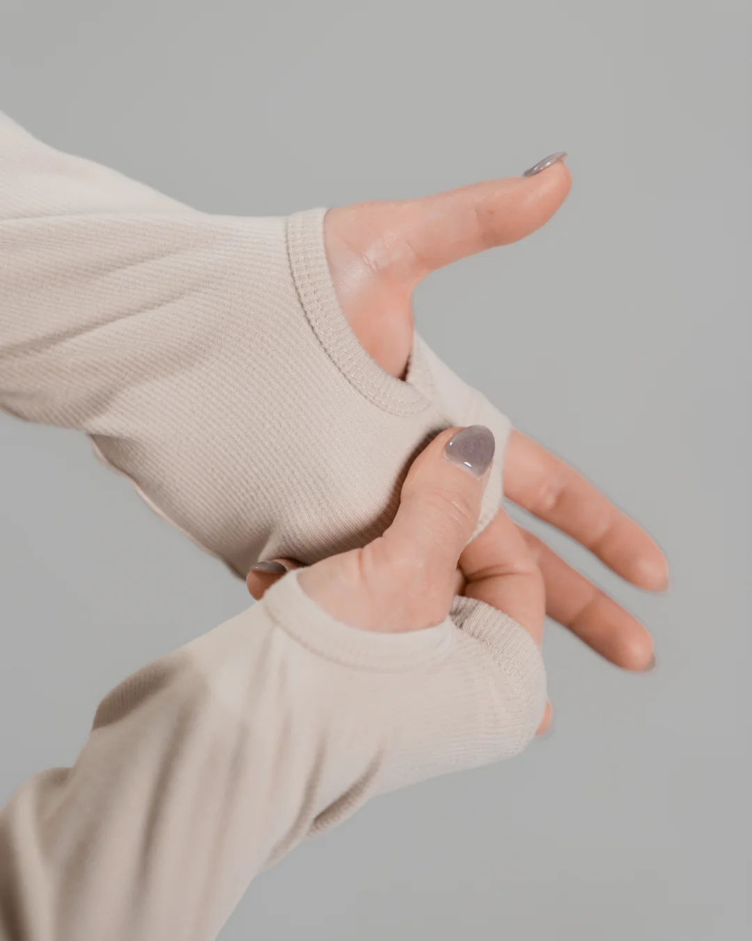 WOMENS RIBBED HENLEY - TAN - Image 5