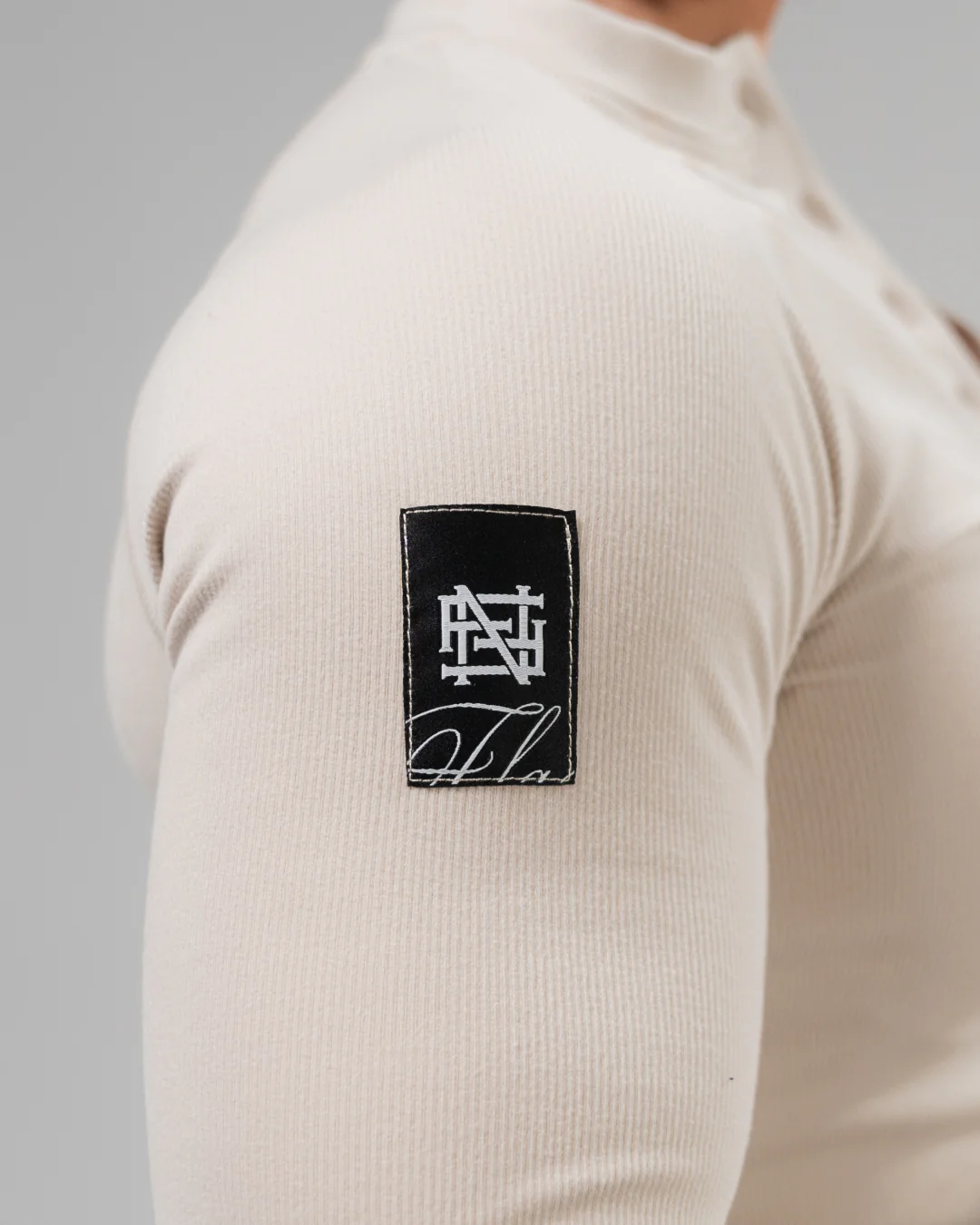 WOMENS RIBBED HENLEY - TAN - Image 7