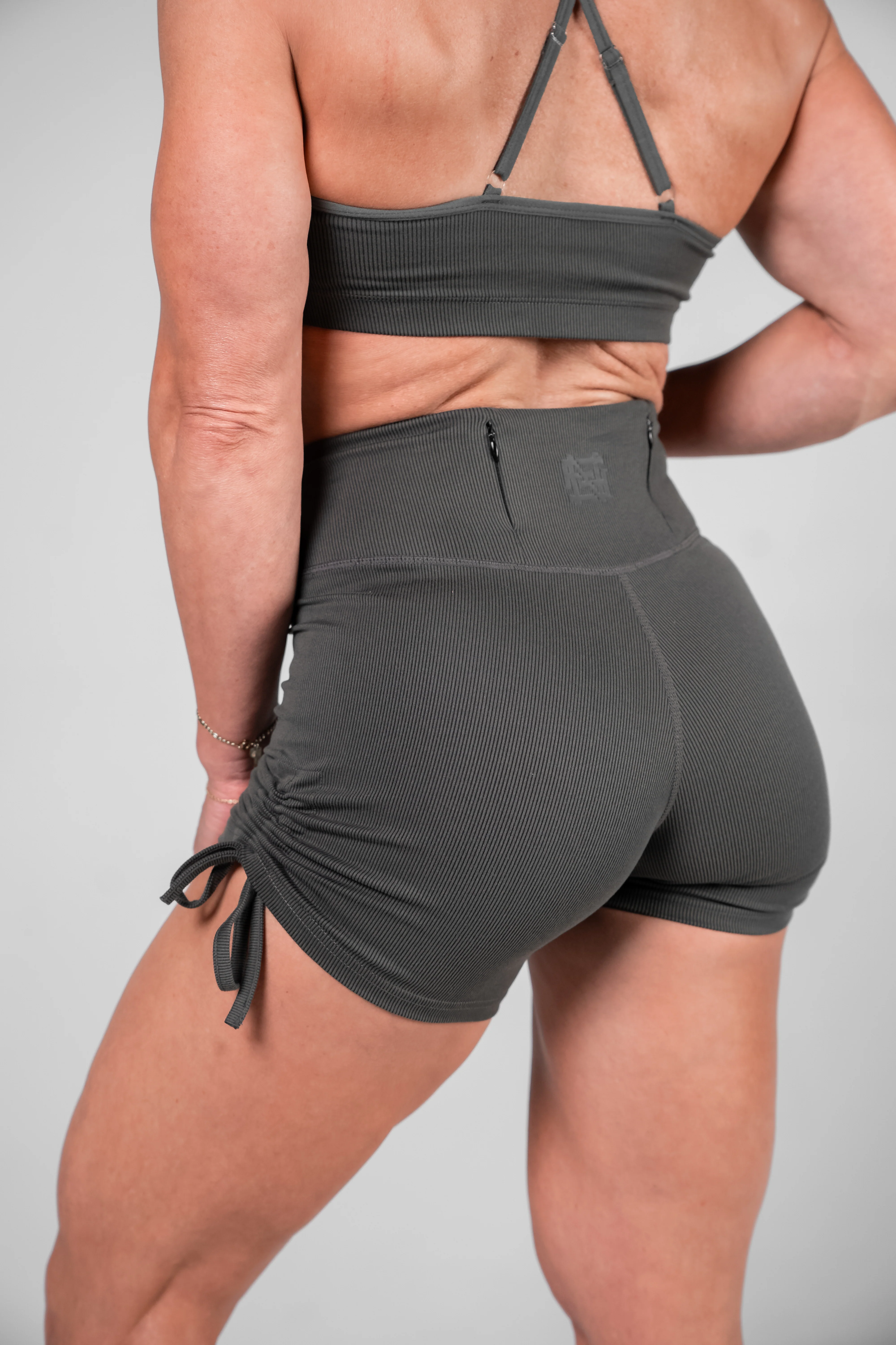 WOMENS RIBBED SHORTS - BLACK - Image 7