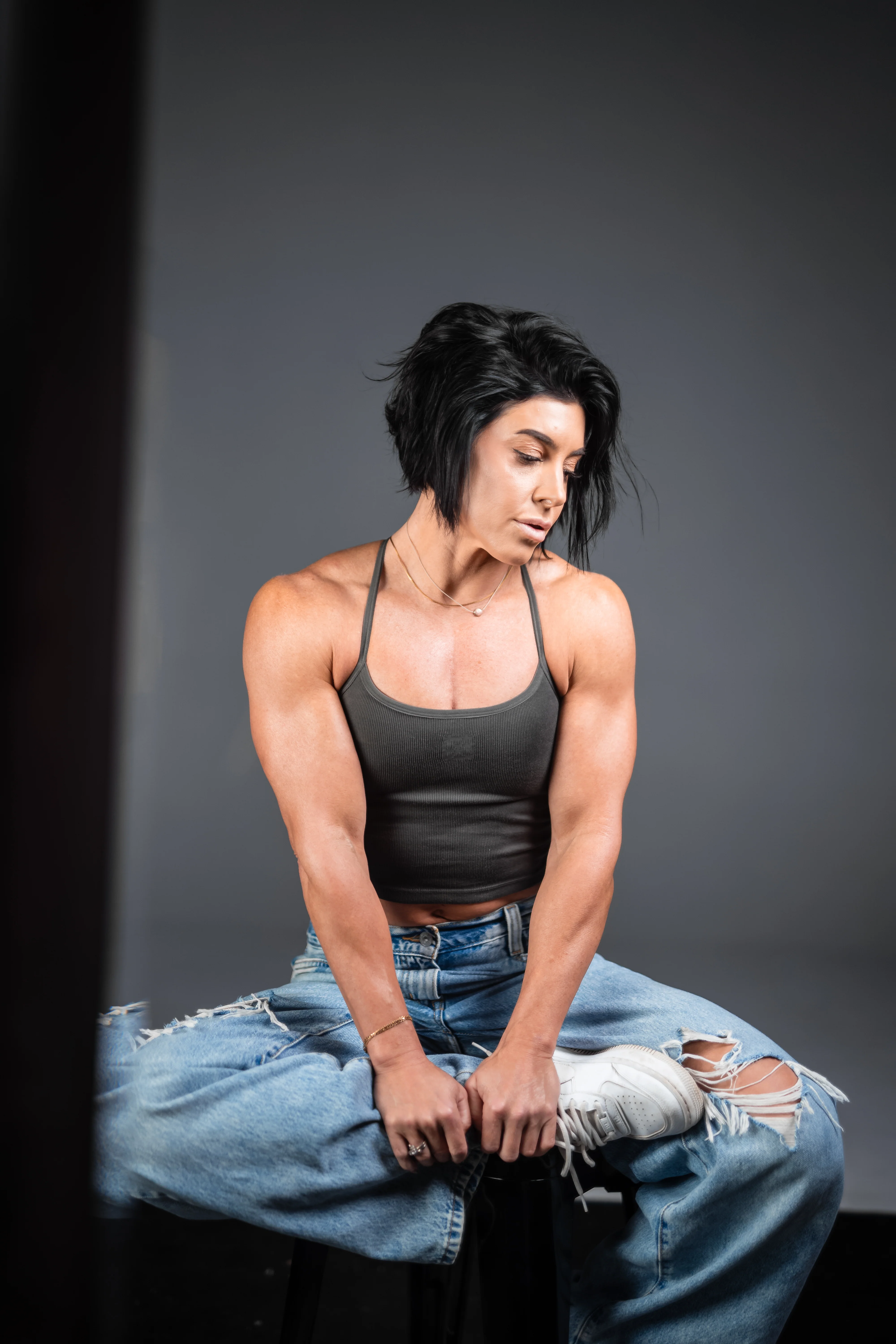 WOMENS RIBBED TANK - BLACK - Image 7