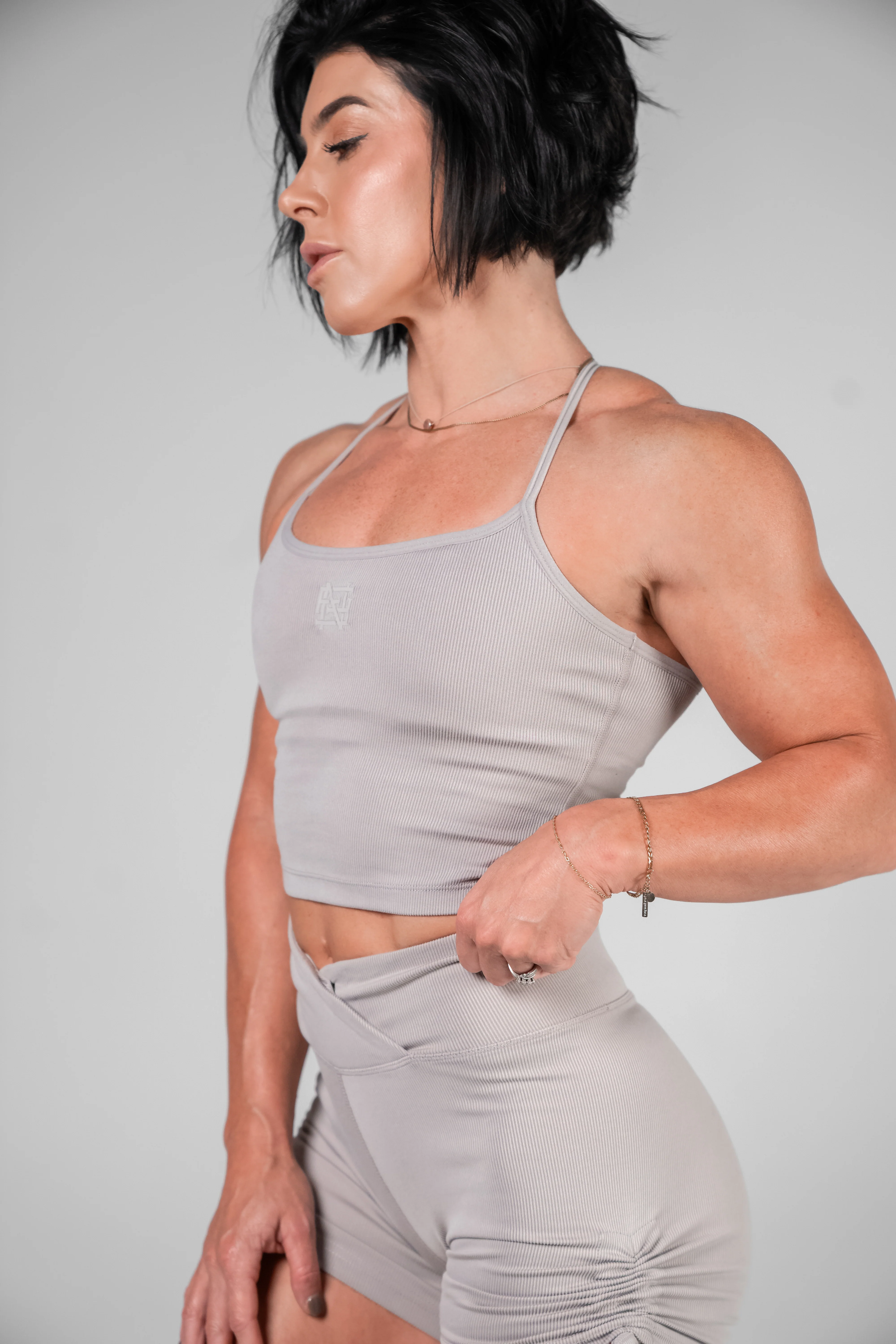 WOMENS RIBBED TANK - GREY - Image 4