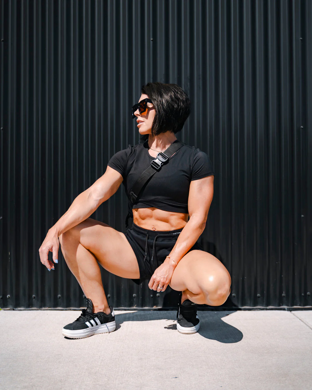 WOMENS TERRY SHORTS- BLACK - Image 6