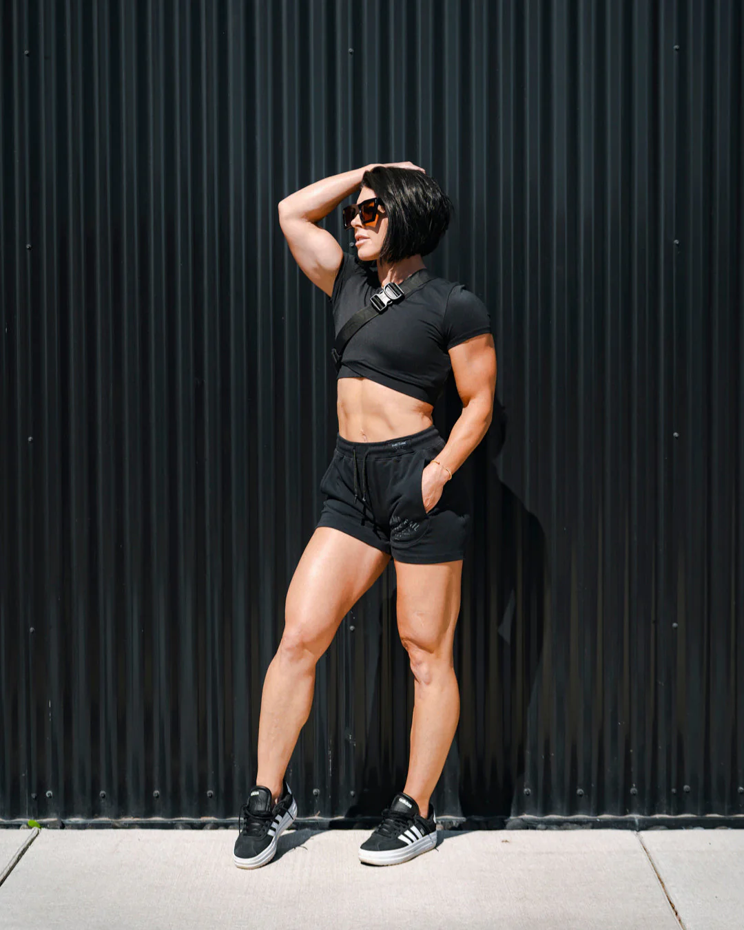 WOMENS TERRY SHORTS- BLACK - Image 7