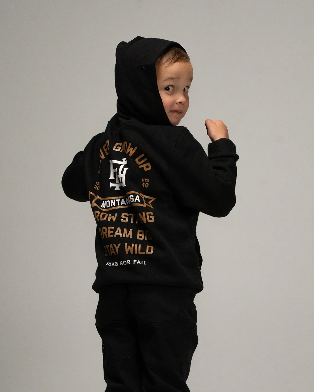 YOUTH NEVER GROW UP HOODIE - BLACK - Image 7